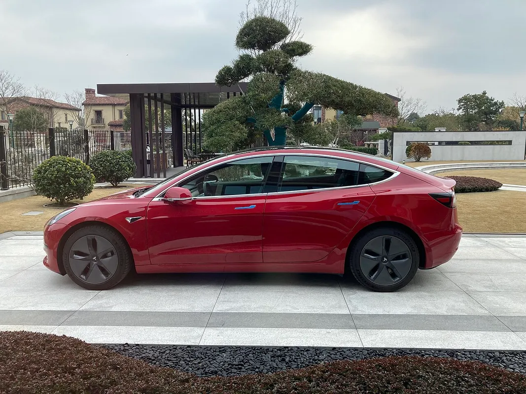 Tesla Model Y visto de perfil, lado del copiloto